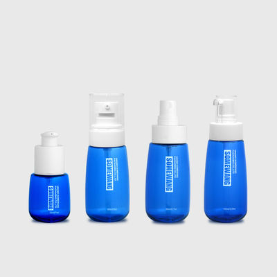 De blauwe Kosmetische Fles van 30ml 60ml 80ml PETG