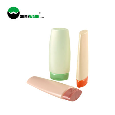 PE van het shampoogebruik paste de Plastic Fles 200ml Vlakke Samendrukkingsfles met Flip Top Lid aan